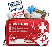 2 x Upgrade4cars Botiquín de Primeros Auxilios para Coche 2026 DIN 13164 Set Europa Válido | Bolsa de Vendajes también para Casa y Viajes