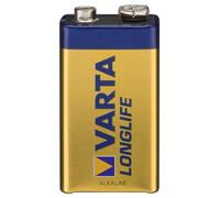 Varta Pila de 9 V Longlife 6LR61 (paquete de 2 unidades), pilas alcalinas E-Block, adecuados para los detectores de incendios, detectores de humo, afinadores