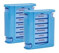 2 x wellgro® pastillas Caja para 7 Días - Por 4 compartimentos por día, 11,5 x 4,5 x 13 cm (Alto) - Color a elegir)