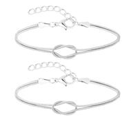 2 x Women's 925 Silver Bracelet for Couples Friendship Bracelets Women's 14 K Gold Adjustable with Love Knot Gift Lady Gift Friend Couples Mother's Day Gifts