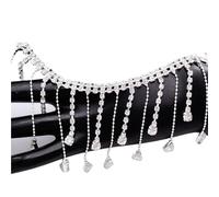 2 Yard Colored Shiny Rhinestone Fringe Decoration Glass Bead Chain Applique Sewn Dress Wedding Boots Bag Pendant(6.2cm silver)