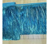 2 Yardas/Lote 20 cm de Flecos de borlas de Seda Dorada y Plateada de Largo, Adorno de Encaje de Pet para Vestido Latino, Escenario, Prendas de Arte, Accesorios de Bricolaje