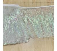2 Yardas/Lote 20 cm de Flecos de borlas de Seda Dorada y Plateada de Largo, Adorno de Encaje de Pet para Vestido Latino, Escenario, Prendas de Arte, Accesorios de Bricolaje