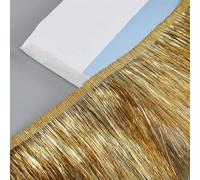 2 Yardas/Lote 20 cm de Flecos de borlas de Seda Dorada y Plateada de Largo, Adorno de Encaje de Pet para Vestido Latino, Escenario, Prendas de Arte, Accesorios de Bricolaje