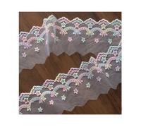 2 Yards Embroidered Lace Floral Edge Trim Ribbon Trimmings Clothes Gift Wrapping Decoration Applique DIY Sewing Crafts (Model 28 7cm wide)