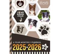 2-Year Monthly Planner 2025-2026: Hardcover / 8.5x11 Dated Organizer With 100 Blank College-Ruled Paper Combo / 24-Month Schedule Gift / Border Collie Dog Art Pattern Cover
