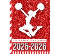 2-Year Monthly Planner 2025-2026: Hardcover / 8.5x11 Dated Organizer With 100 Blank College-Ruled Paper Combo / 24-Month Schedule / Red White Cheer Gift for Cheerleader - Team - Captain - Squad