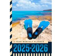 2-Year Monthly Planner 2025-2026: Hardcover / 8.5x11 Dated Organizer With 100 Blank College-Ruled Paper Combo / 24-Month Schedule Gift / Scuba Diving Fins - Dive Diver Water Sport Theme Cover