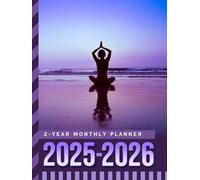 2-Year Monthly Planner 2025-2026: Hardcover / 8.5x11 Dated Organizer With 100 Blank College-Ruled Paper Combo / 24-Month Schedule Gift / Yoga Lover On Beach - Purple Theme Cover