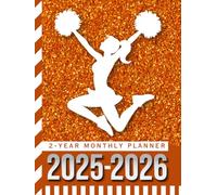 2-Year Monthly Planner 2025-2026: Hardcover / 8.5x11 Dated Organizer With 100 Blank College-Ruled Paper Combo / 24-Month Schedule / Orange Cheer Gift for Cheerleader - Team - Captain - Coach - Squad