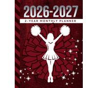2-Year Monthly Planner 2026-2027: 8.5x11 Dated Organizer With 100 Blank College-Ruled Notebook Pages Combo / 24-Month Schedule / Maroon Burgundy Cheer Gift for Cheerleader - Team - Captain - Coach