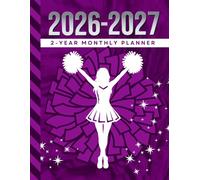 2-Year Monthly Planner 2026-2027: 8.5x11 Dated Organizer With 100 Blank College-Ruled Notebook Pages Combo / 24-Month Schedule / Purple White Cheer Gift for Cheerleader - Team - Captain - Coach