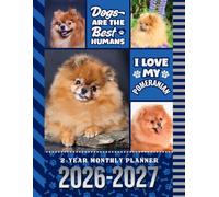 2-Year Monthly Planner 2026-2027: 8.5x11 Dated Organizer With 100 Blank College-Ruled Notebook Pages Combo / 24-Month Schedule / Red Pomeranian Dog Art Pattern Cover