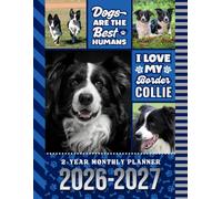 2-Year Monthly Planner 2026-2027: 8.5x11 Dated Organizer With 100 Blank College-Ruled Notebook Pages Combo / 24-Month Schedule / Border Collie Dog Art Pattern Cover