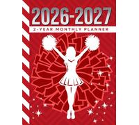 2-Year Monthly Planner 2026-2027: Hardcover / 8.5x11 Dated Organizer With 100 Blank College-Ruled Notebook Pages Combo / 24-Month Schedule / Red White ... Gift for Cheerleader - Team - Captain - Coach