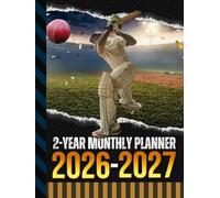 2-Year Monthly Planner 2026-2027: Hardcover / 8.5x11 Dated Organizer With 100 Blank College-Ruled Notebook Pages Combo / 24-Month Schedule / Cricket - Sports Art Cover Design