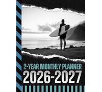 2-Year Monthly Planner 2026-2027: Hardcover / 8.5x11 Dated Organizer With 100 Blank College-Ruled Notebook Pages Combo / 24-Month Schedule / Surfer on Beach - Surfing Water Sports Art Cover Design
