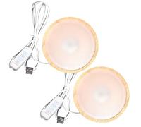 2 zócalos de madera LED, 3 colores, iluminación de madera, base de luz LED, base redonda para bloque de vidrio, luces de ambiente, obras de arte de cristal esféricas (luz cálida)