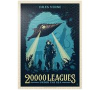 20.000 ligas bajo el mar: Jules Verne, póster vintage - Puzzle premium de 1000 piezas - Hecho en Estados Unidos