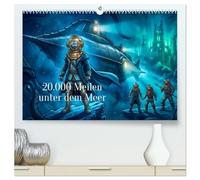 20.000 Meilen unter dem Meer (hochwertiger Premium Wandkalender 2027 DIN A2 quer), Kunstdruck in Hochglanz: Zwölf spektakuläre Illustrationen erzählen ... durch die Wunder und Gefahren der Tiefsee.