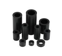 20/10 Uds M5 M6 M8 M10 M12 negro ABS hueco sin rosca espaciador de nailon hueco redondo arandela de separación tornillo de placa(18mm(20Pcs),ID12mmxOD18mm)