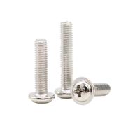 20-100 Piezas M2-M6 PWM-type Tornillos para máquina de cabeza cilíndrica cruzada con collar en acero al carbono, niquelados, M3x30mm(100 unidades)