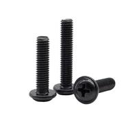 20-100 Piezas M2-M6 PWM-type Tornillos para máquina de cabeza cilíndrica cruzada con collar en acero al carbono negro, M3x30mm(100 unidades)