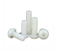 20-100 Uds. Tornillo de nailon M2 M2.5 M3 M4 M5 M6 M8, aislamiento de plástico de nailon 0 o negro, tornillo redondo for máquina de cabeza plana(White nylon,4MM_M8 10PCS)