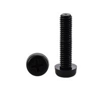 20-120 piezas M2 M2,5 M3 M4 M5 Tornillo de máquina de cabeza plana cruzada Rosca métrica Plástico Negro Blanco Tornillo de cabeza redonda (negro, M3 x 8 (200 piezas))