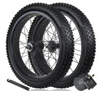 20/26x4,0" Rueda Delantera E-Bike Freno De Disco Juego De Ruedas para Bicicleta De Nieve con Neumático Grueso Y Cámara Bujes Traseros 36H para Rueda Libre Giratoria 7-10s(26IN-Pair)