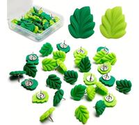 20 30 50 chinchetas decorativas de hoja verde plana para tablero de anuncios, fotos, mapas de pared, suministros de oficina y escuela (30)