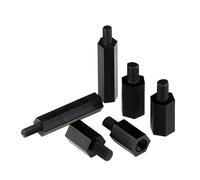 20-30/50 Uds M3 M4 Separador De Nailon Negro Columna Hexagonal Soporte Pilar Placa Base Separadores Perno Plástico Macho Hembra Espaciador(13mm (50pcs),M4 (Thread 6mm))