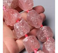 20-30 mm de cristal rugoso natural con corte de pepitas de forma libre cuentas sueltas piedra cruda para hacer joyas, collar suministros de arte, cristal de fresa, 7-8 piezas