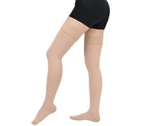 20-30 mmHg Medias de compresión médicas para mujer y hombre, clase 2, medias de apoyo largas para muslo, punta cerrada, medias de trombosis para mujer con banda de silicona para varices, edemas, vuelo