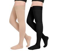 20-30 mmHg Medias de compresión médicas para mujer y hombre, clase 2, medias largas de apoyo para el muslo, calcetines de compresión con banda de silicona para varices, edemas, vuelo