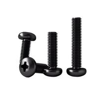 20/50/100/200 Uds M2 .5 M3 M4 M5 M6 Tornillo De Cabeza Redonda Cruzada Negra Hierro Plana Máquina Perno Alambre Elemento Negro Pequeño(18mm,M3 (200PCS))