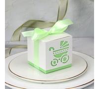 20/50/100pcs Baby Foot Candy Box Carruaje Sweet Bag Huellas Fiesta Favor Cajas de regalo Baby Shower Cumpleaños Bautismo Contenedor-Carro Verde,100pcs