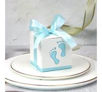 20/50/100pcs Baby Foot Candy Box Carruaje Sweet Bag Huellas Party Favor Gift Boxes Baby Shower BirthdayBaptism Container-Foot Light Blue,50pcs