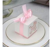 20/50/100pcs Pie de bebé Caja de dulces Carruaje Bolsa dulce Huellas Fiesta Favor Cajas de regalo Baby Shower Cumpleaños Bautismo Contenedor-Carro Rosa, 20 piezas