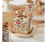 20/50 piezas de plantas pintadas a mano con cinta para bodas, cajas de bombones para fiestas, cajas de dulces para regalos de boda