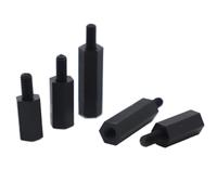 20/50 Uds M2 .5 M3 M4 * L + 6mm macho a hembra separadores de nailon negro espaciador hexagonal tornillo plástico(10mm,M3 20pcs)
