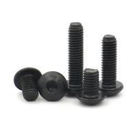 20-50 Uds negro grado 10,9 acero al carbono M1.6 M2 M2.5 M3 M3.5 M4 hexágono hexagonal cabeza redonda tornillo sujetador for muebles(12mm,M1.6 (50PCS))