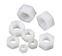 20/50 Uds tuerca hexagonal de nailon M2 M2.5 M3 M4 M5 M6 M8 M10 tuercas hexagonales de plástico blanco negro for pernos de tornillo(White,M3 50pcs)