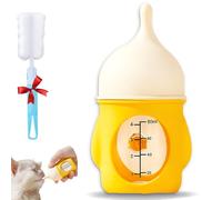 20/80ml Leak-Proof Squeezable Kitten Bottle, Squeezable Kitten Bottle, Anti-Choking Feeding Kit with Soft Nipple, Silicone Pet Nursing Bottles for Puppies & Kittens (Yellow,80ml)