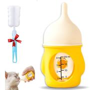 20/80ml Leak-Proof Squeezable Kitten Bottle, Squeezable Kitten Bottle, Anti-Choking Feeding Kit with Soft Nipple, Silicone Pet Nursing Bottles for Puppies & Kittens (Yellow,20ml)