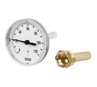 -20 a +60°C Termómetro bimetálico de aluminio Gabinete de 63mm Vástago de 40mm con termopozo