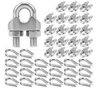 20 abrazaderas de cable de acero inoxidable M5, guardacabos, pernos en U, Fi