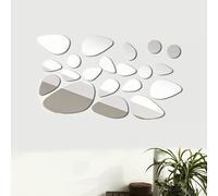 20 Adhesivos de pared con forma de guijarros, espejos de piedra acrílica autoadhesivos, ideales para , dormitorio, baño, , decoración del hogar