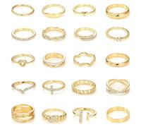 20 Anillos De Oro, Anillos De Metal Apilables, Joyas De Moda para Mujeres, Decoración Simple De Los Dedos, Ropa Y Accesorios De Vestir.