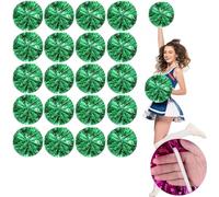 20 animadoras pompones, animadoras de 25 centímetros pompones con mango de palo pompones para animadoras espirituales del equipo deportivo de danza de la escuela (Verde)